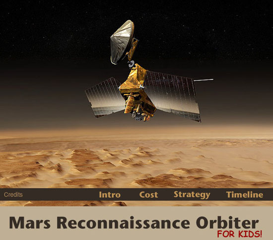 A picture of the Mars Reconnaissance Orbiter as depicted in a news package for children. The picture links to the package.